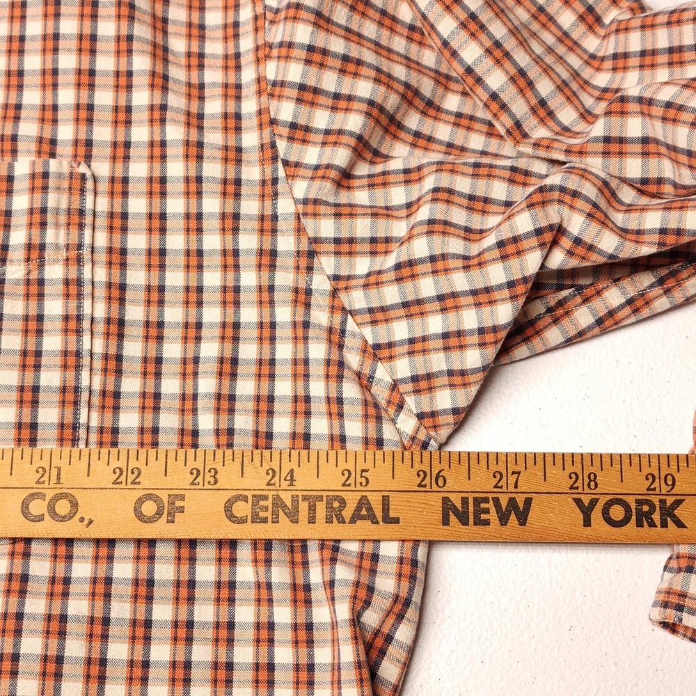 Abercrombie & Fitch Shirt Mens XL Orange Plaid Cotton Button Down - Picture 7 of 9